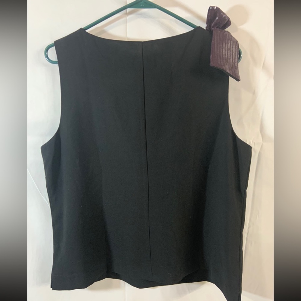 NWT J.Crew Black Drapey Tank with purple Sequin Bow - Picture 4 of 11